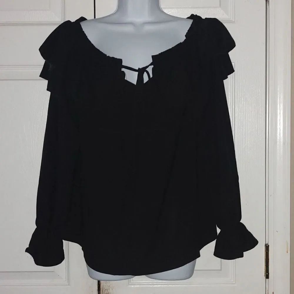 Blooming Jelly black off the shoulder blouse night out party holiday Sz M